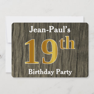 Rustic, Faux Gold 19th Birthday Party; aangepaste  Kaart