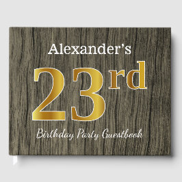 Rustic, Faux Gold 23rd Birthday Party; aangepaste Gastenboek