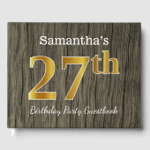 Rustic, Faux Gold 27th Birthday Party; aangepaste  Gastenboek (Voorkant)
