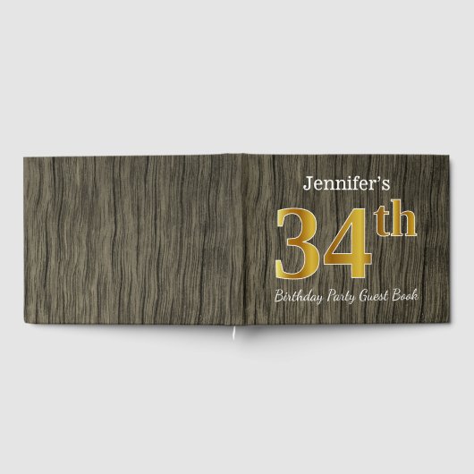 Rustic, Faux Gold 34th Birthday Party; aangepaste  Gastenboek (Volledig)