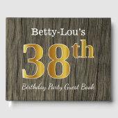 Rustic, Faux Gold 38th Birthday Party; aangepaste Gastenboek (Voorkant)