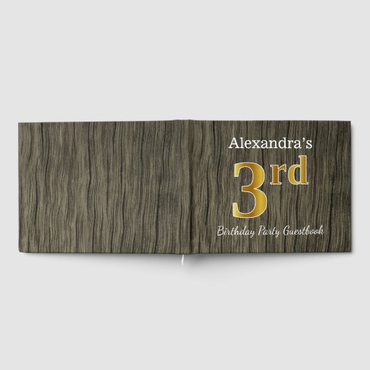 Rustic, Faux Gold 3rd Birthday Party + aangepaste  Gastenboek (Volledig)