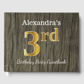 Rustic, Faux Gold 3rd Birthday Party + aangepaste Gastenboek (Voorkant)