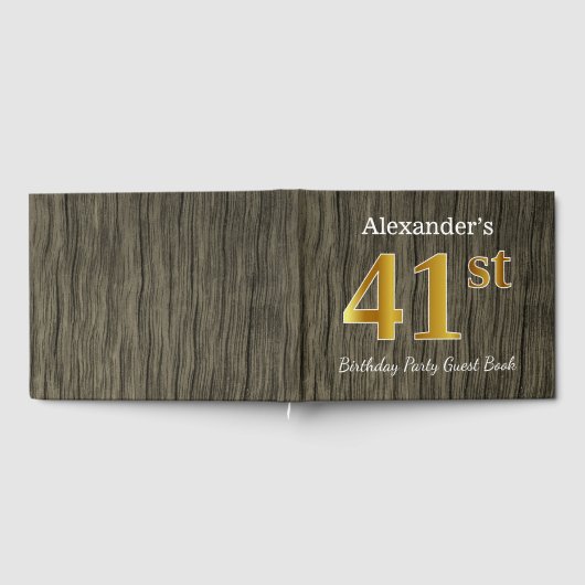 Rustic, Faux Gold 41st Birthday Party; aangepaste  Gastenboek (Volledig)