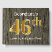 Rustic, Faux Gold 46th Birthday Party; aangepaste Gastenboek (Voorkant)