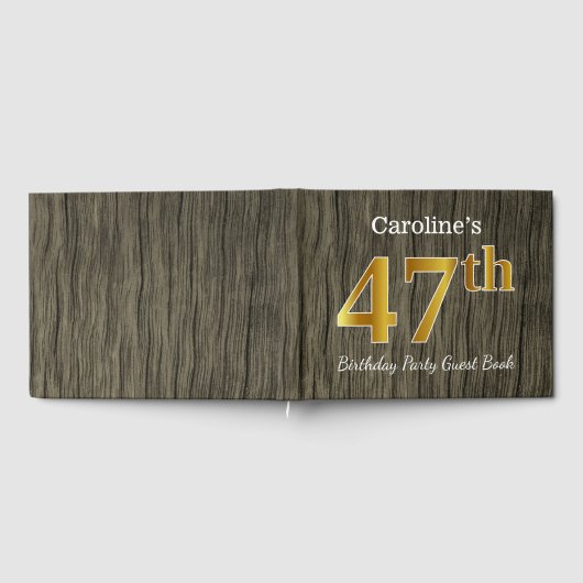 Rustic, Faux Gold 47th Birthday Party; aangepaste  Gastenboek (Volledig)