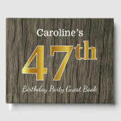 Rustic, Faux Gold 47th Birthday Party; aangepaste  Gastenboek (Voorkant)