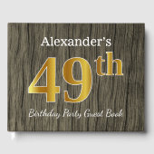 Rustic, Faux Gold 49th Birthday Party; aangepaste  Gastenboek (Voorkant)