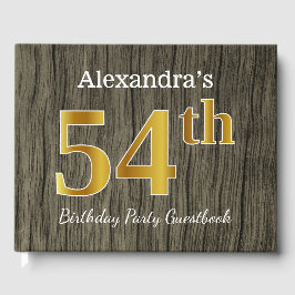 Rustic, Faux Gold 54th Birthday Party; aangepaste  Gastenboek