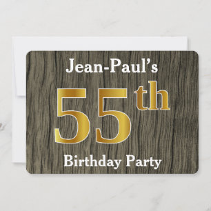 Rustic, Faux Gold 55th Birthday Party; aangepaste  Kaart
