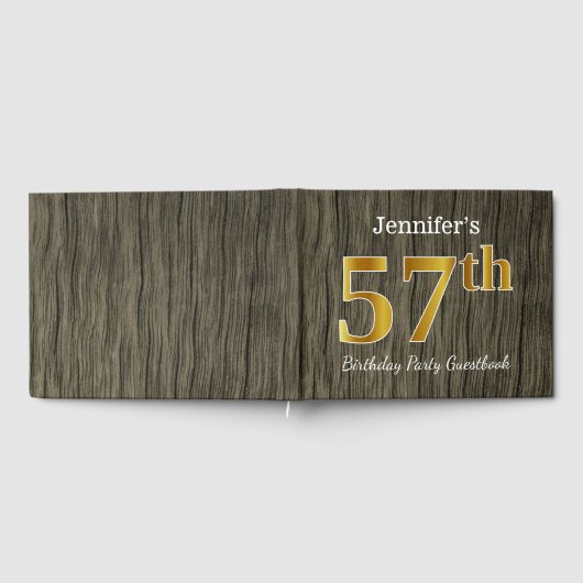 Rustic, Faux Gold 57th Birthday Party; aangepaste  Gastenboek (Volledig)