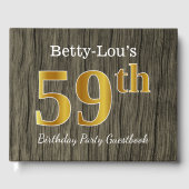 Rustic, Faux Gold 59th Birthday Party; aangepaste Gastenboek (Voorkant)