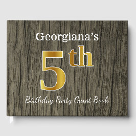 Rustic, Faux Gold 5th Birthday Party + aangepaste Gastenboek