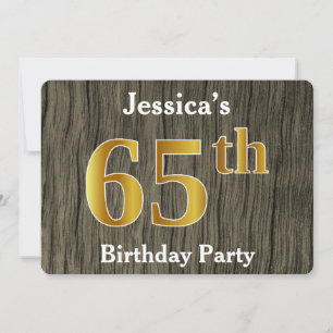 Rustic, Faux Gold 65th Birthday Party; aangepaste  Kaart