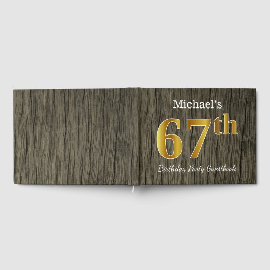 Rustic, Faux Gold 67th Birthday Party; aangepaste  Gastenboek (Volledig)