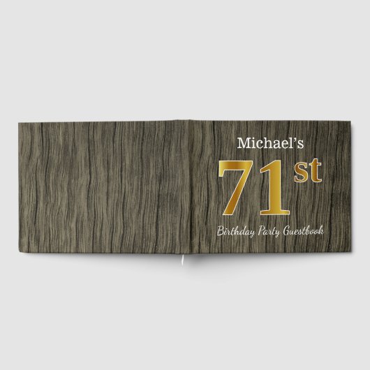 Rustic, Faux Gold 71st Birthday Party; aangepaste  Gastenboek (Volledig)