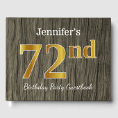 Rustic, Faux Gold 72nd Birthday Party; aangepaste Gastenboek (Voorkant)
