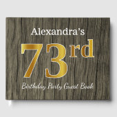 Rustic, Faux Gold 73rd Birthday Party; aangepaste Gastenboek (Voorkant)