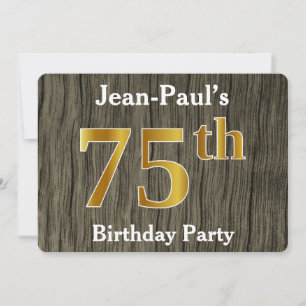Rustic, Faux Gold 75th Birthday Party; aangepaste  Kaart