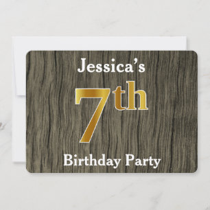 Rustic, Faux Gold 7th Birthday Party; aangepaste n Kaart