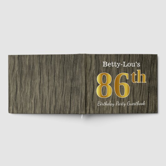Rustic, Faux Gold 86th Birthday Party; aangepaste  Gastenboek (Volledig)