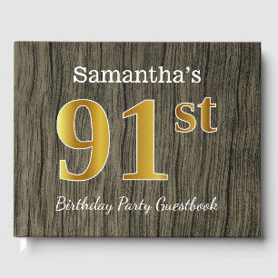 Rustic, Faux Gold 91st Birthday Party; aangepaste Gastenboek