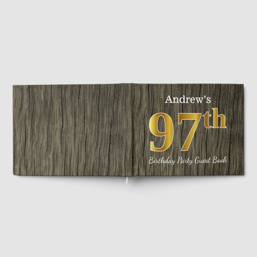 Rustic, Faux Gold 97th Birthday Party; Custom Name Gastenboek (Volledig)