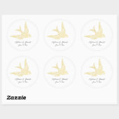 Rustic Faux Gold Swallow Bird Illustration Wedding Ronde Sticker (Vel)