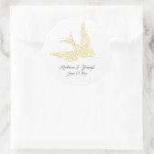 Rustic Faux Gold Swallow Bird Illustration Wedding Ronde Sticker (Tas)