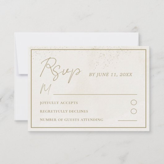 Rustic Faux Gold Tropical Foliage Wedding RSVP (Voorkant)