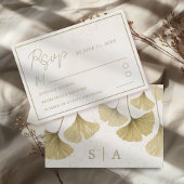 Rustic Faux Gold Tropical Foliage Wedding RSVP