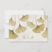 Rustic Faux Gold Tropical Foliage Wedding RSVP Kaartje (Achterkant)