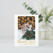 Rustic Faux Gold Wedding Foto Dank u Briefkaart (Staand voorkant)