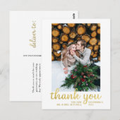 Rustic Faux Gold Wedding Foto Dank u Briefkaart (Voorkant / Achterkant)