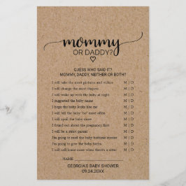 Rustic Faux Kraft Calligrafie mammie of papa Game