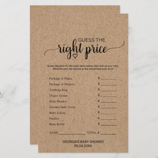 Rustic Faux Kraft Calligrafie Wat zit er in je tel (Voorkant / Achterkant)