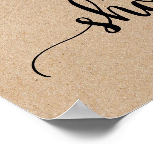 Rustic Faux Kraft Calligraphy Baby shower Welcome Poster (Hoek)