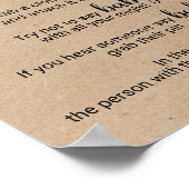 Rustic Faux Kraft Calligraphy Zeg geen Baby Sign Poster (Hoek)