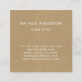 Rustic Faux Kraft Floral Wreath  Vierkante Visitekaartje (Achterkant)