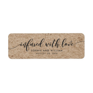 Rustic Faux Kraft Infused with Love Wedding Favor Etiket