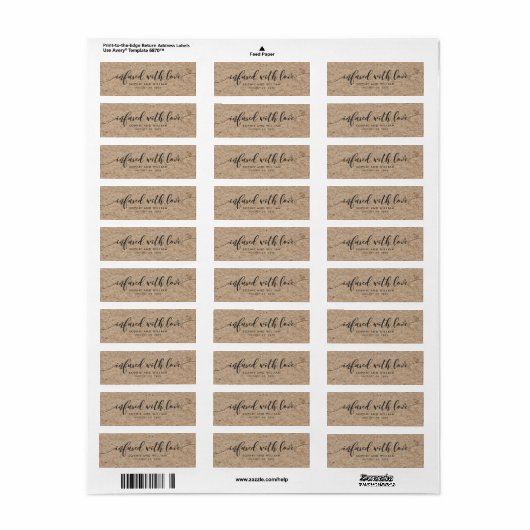 Rustic Faux Kraft Infused with Love Wedding Favor Etiket (Full Sheet)
