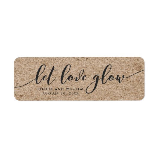 Rustic Faux Kraft Let Love Glow Wedding Favor Etiket (Voorkant)