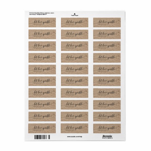 Rustic Faux Kraft Let Love Sparkle Wedding Favor Etiket (Full Sheet)