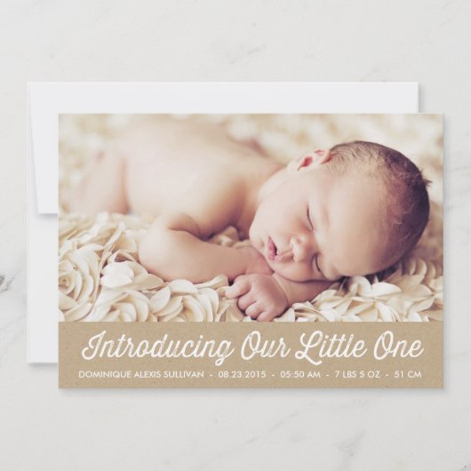 Rustic Faux Kraft Paper Baby Foto Geboorte Aankondiging (Voorkant)