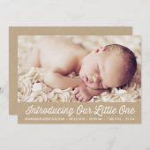 Rustic Faux Kraft Paper Baby Foto Geboorte Aankondiging (Voorkant / Achterkant)