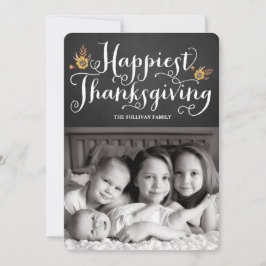 Rustic Faux Krijtbord Gelukkigste Thanksgiving Fot Feestdagenkaart