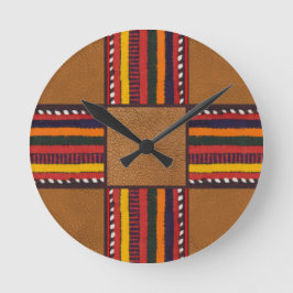 Rustic Faux Leather Ethnic Stripes Cross Western Ronde Klok