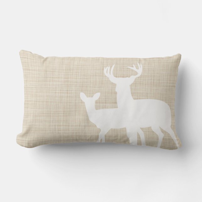 Rustic Faux Linen Male Vrouw Deer Kussen (Voorkant)
