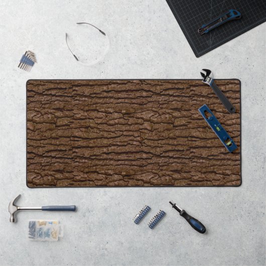 Rustic Faux Piece of Wood Grain Tree Bark Bureaumat (Werkstation)