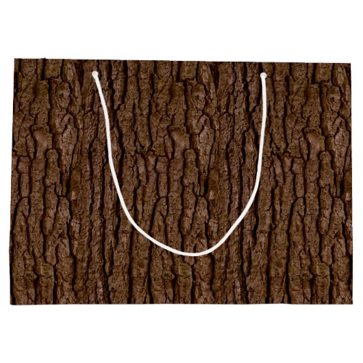 Rustic Faux Piece of Wood Grain Tree Bark Groot Cadeauzakje (Achterkant)